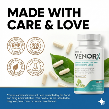 Venorx Leg Circulation & Vein Support – Promotes Healthy Fluid Balance & Vein Strength – 2-in-1 Formula